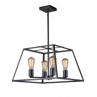 Oriel Lighting-Southport 48 - 4 Lights Pendant Black / Brushed Chrome